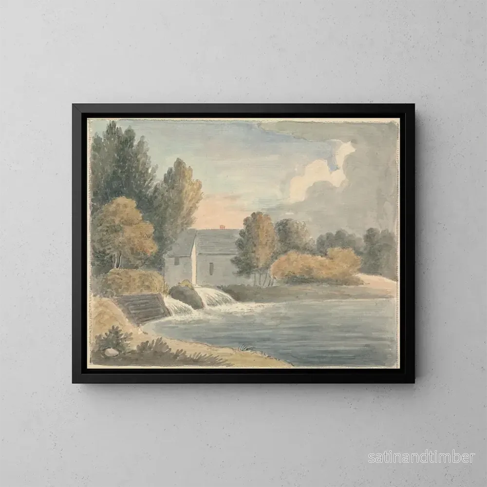 Reproduktion av målningen Le moulin de Bathampton - Edward Francis Burney