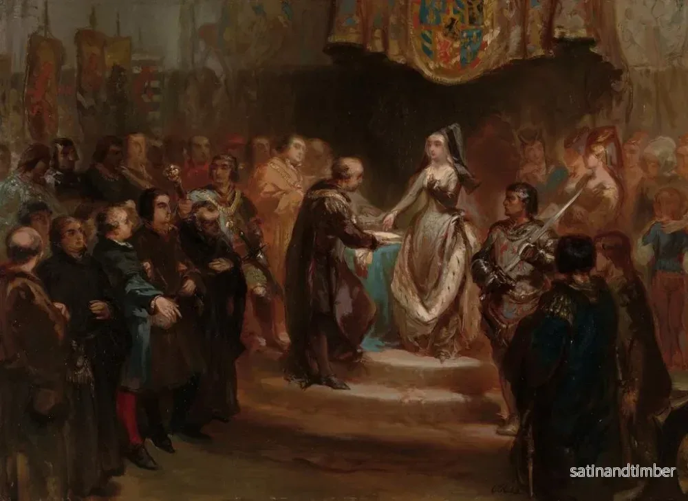 Reproduktion av målningen Marie de Bourgogne beviljar det stora privilegiet 1477 - Charles Rochussen - Bild 2