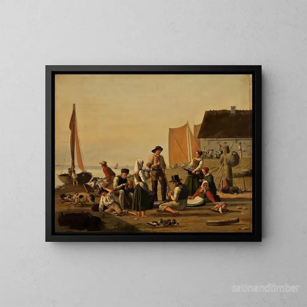 Reproduktion av målningen Scen i en fiskeby i Taarbk i Zeeland – Julius Friedländer Reproduktion av målningen Scen i en fiskeby i Taarbk i Zeeland – Julius Friedländer