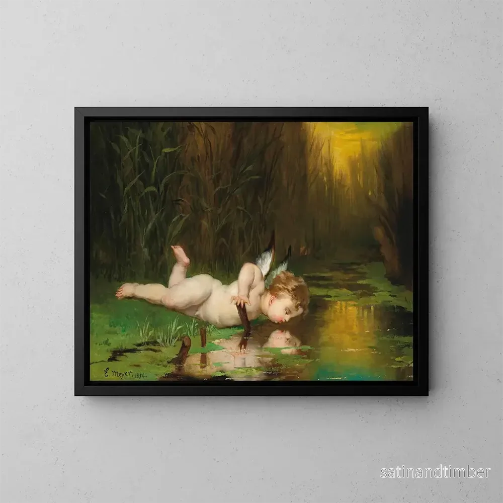 Reproduktion av målningen Cupid och hans egen spegelbild - Émile Meyer