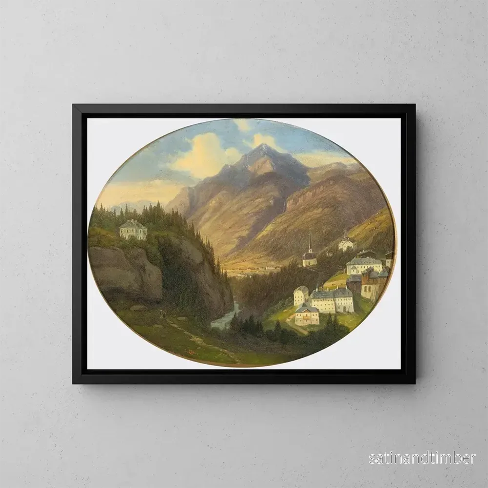 Reproduktion av målningen Gamskogel à Gastein med kyrkan Saint-Nicolas - Emil Ludwig Lühr