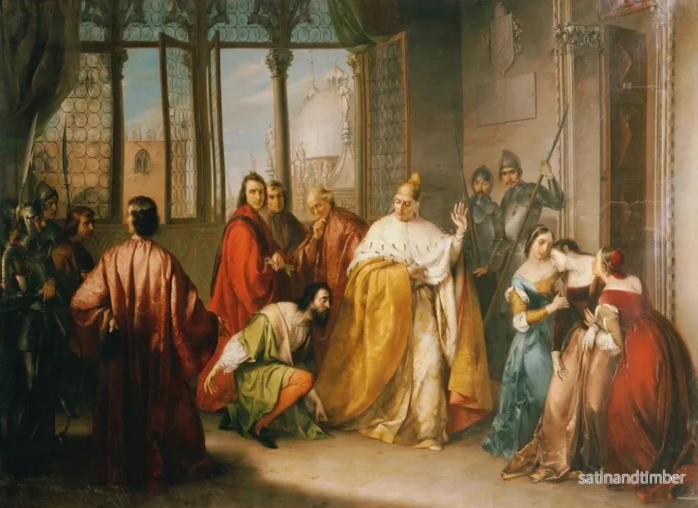 Reproduktion av målningen Le Doge Francesco Foscari skickar sin son Giacomo i exil - Michelangelo Grigoletti - Bild 2
