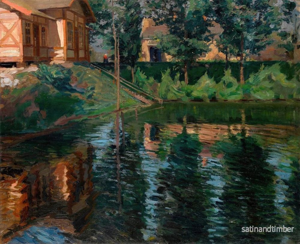 Reproduktion av målningen av dammen nära herrgården - Sergei Arsenevich Vinogradov - Bild 2