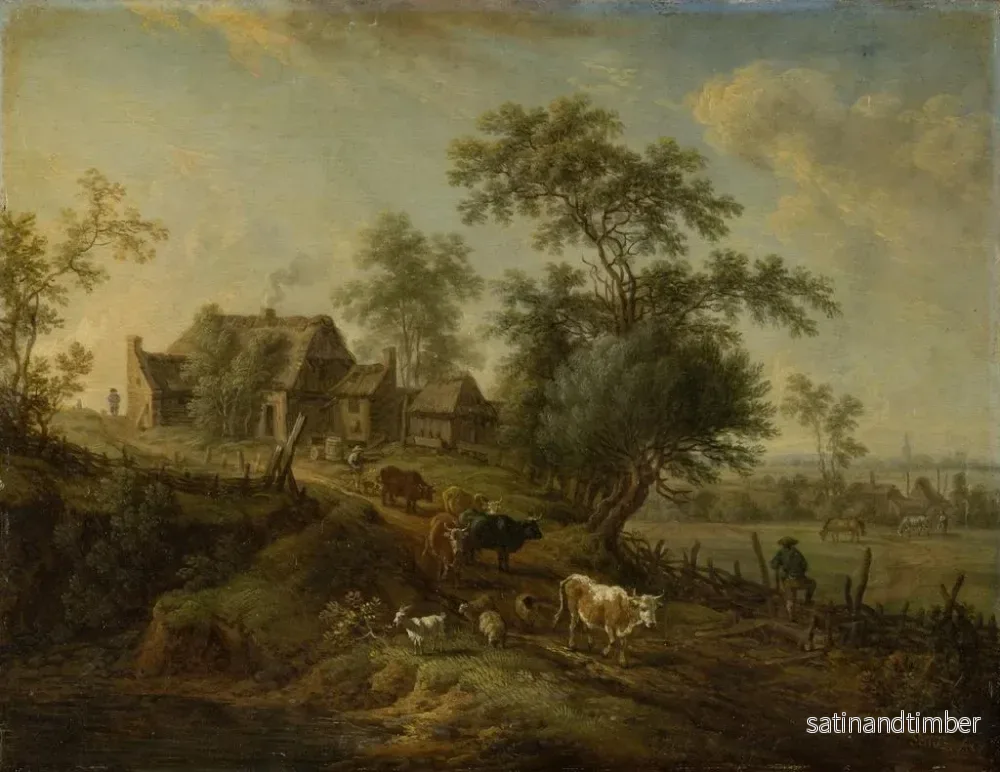 Reproduktion av målningen landskap med bonddjur på en väg - Christian Georg Schütz den äldre - Bild 2