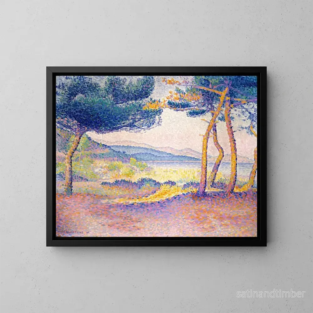 Reproduktion av målningen Pins längs kusten - Henri-Edmond Cross