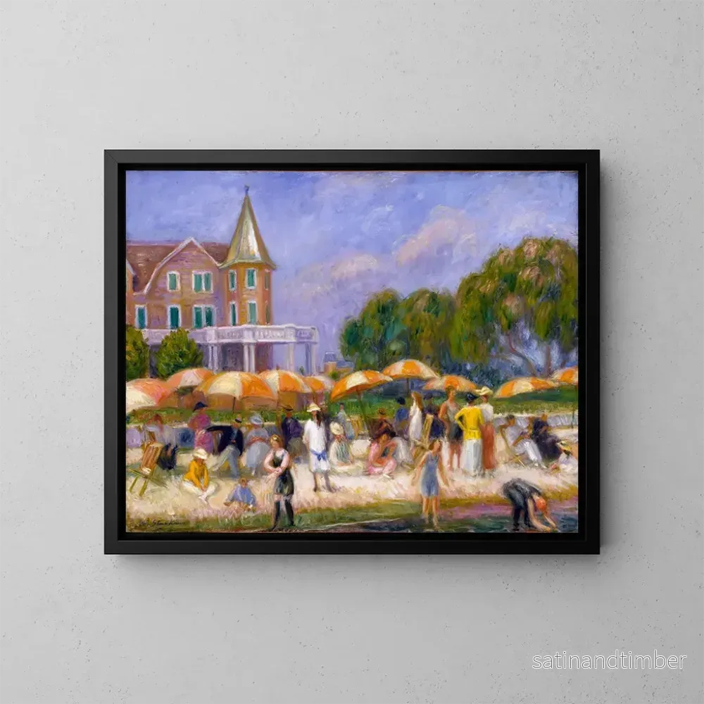 Reproduktion av målningen Parasols sur la plage à Blue Point - William James Glackens