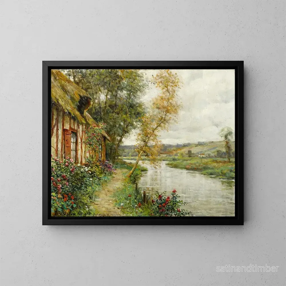 Reproduktion av målningen En stuga vid en flod i Normandie - Louis Aston Knight