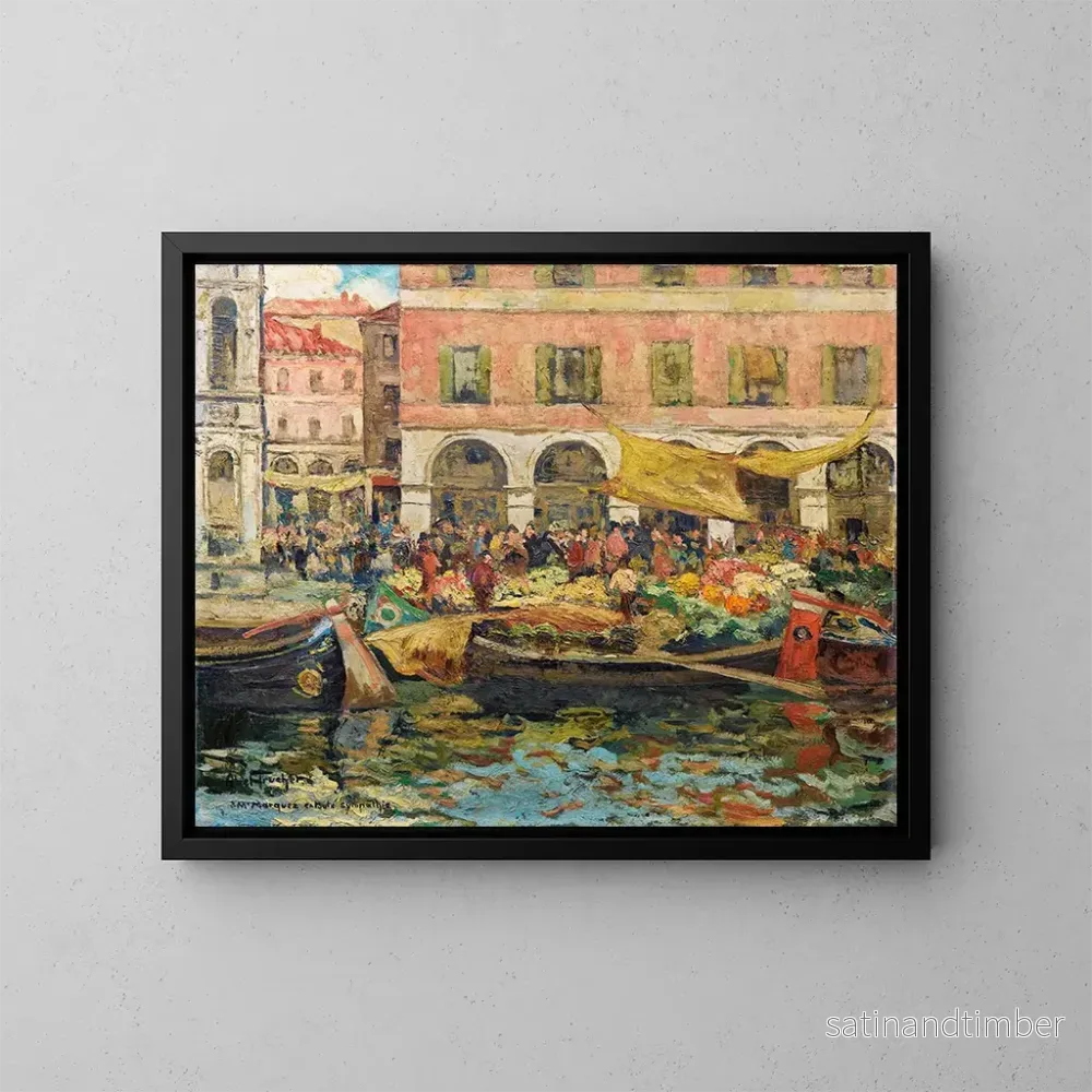 Reproduktion av målningen av grönsaksmarknaden i Venedig – Louis Abel-Truchet Reproduktion av målningen av grönsaksmarknaden i Venedig – Louis Abel-Truchet