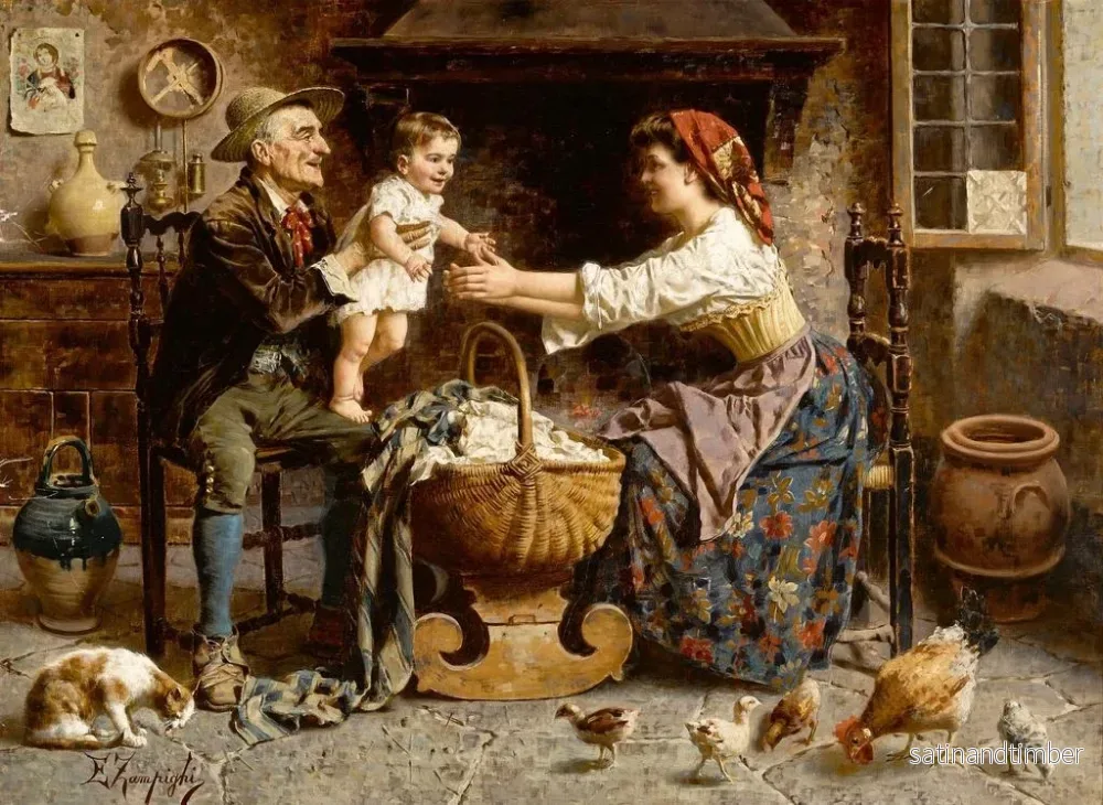 Reproduktion av målningen La famille heureuse - Eugenio Zampighi - Bild 2