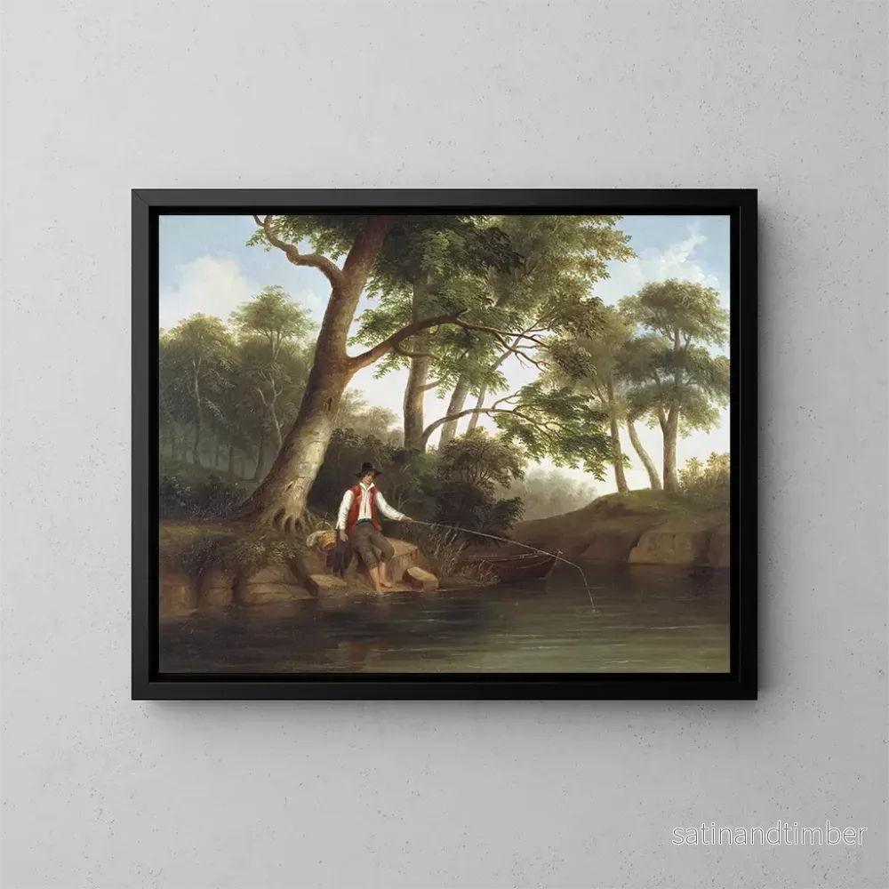 Reproduktion av målningen Man med fiskestang - Robert S. Duncanson