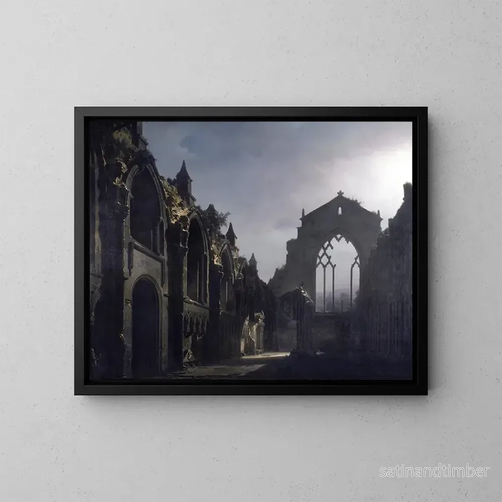 Reproduktion av målningen Les ruines de la chapelle de Holyrood - Louis Daguerre