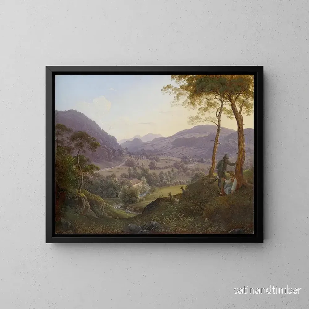 Reproduktion av målningen landskapsbild av berg nära Salzburg med ett ungt par – Franz Ludwig Catel Reproduktion av målningen landskapsbild av berg nära Salzburg med ett ungt par – Franz Ludwig Catel