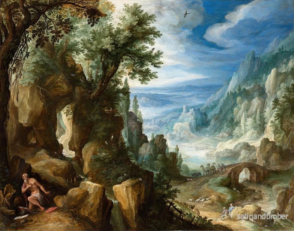 Reproduktion av målningen Landskapsbild med berg och helgon Jerome - Paul Bril - Bild 2