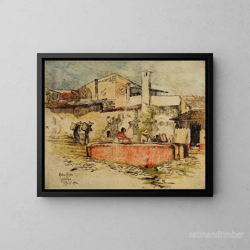 Reproduktion av målningen La fontaine rose à Jalapa - Helen Hyde