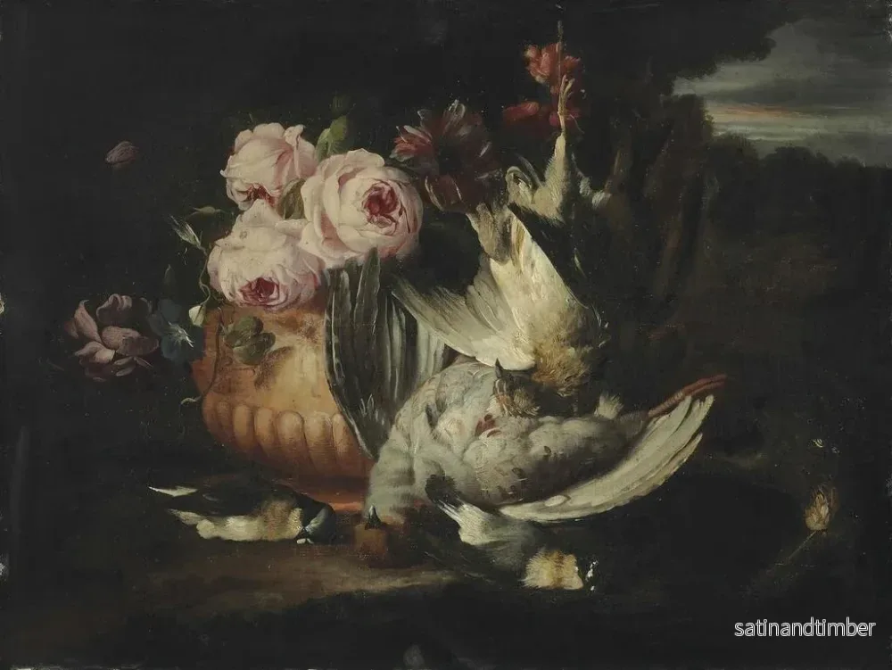 Reproduktion av målningen Blommor i en lerkruka med dött vilt - Franz Werner von Tamm - Bild 2
