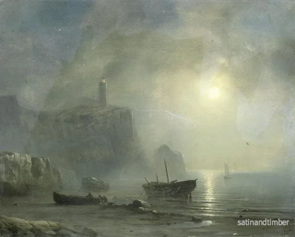 Reproduktion av målningen Vue d'une côte rocheuse au clair de lune - Théodore Gudin - Bild 2