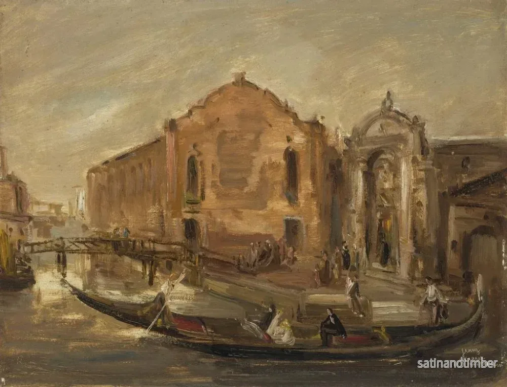 Reproduktion av målningen Promenad i gondol i Venedig vid Campo de l'Abazia - Franz Naager - Bild 2