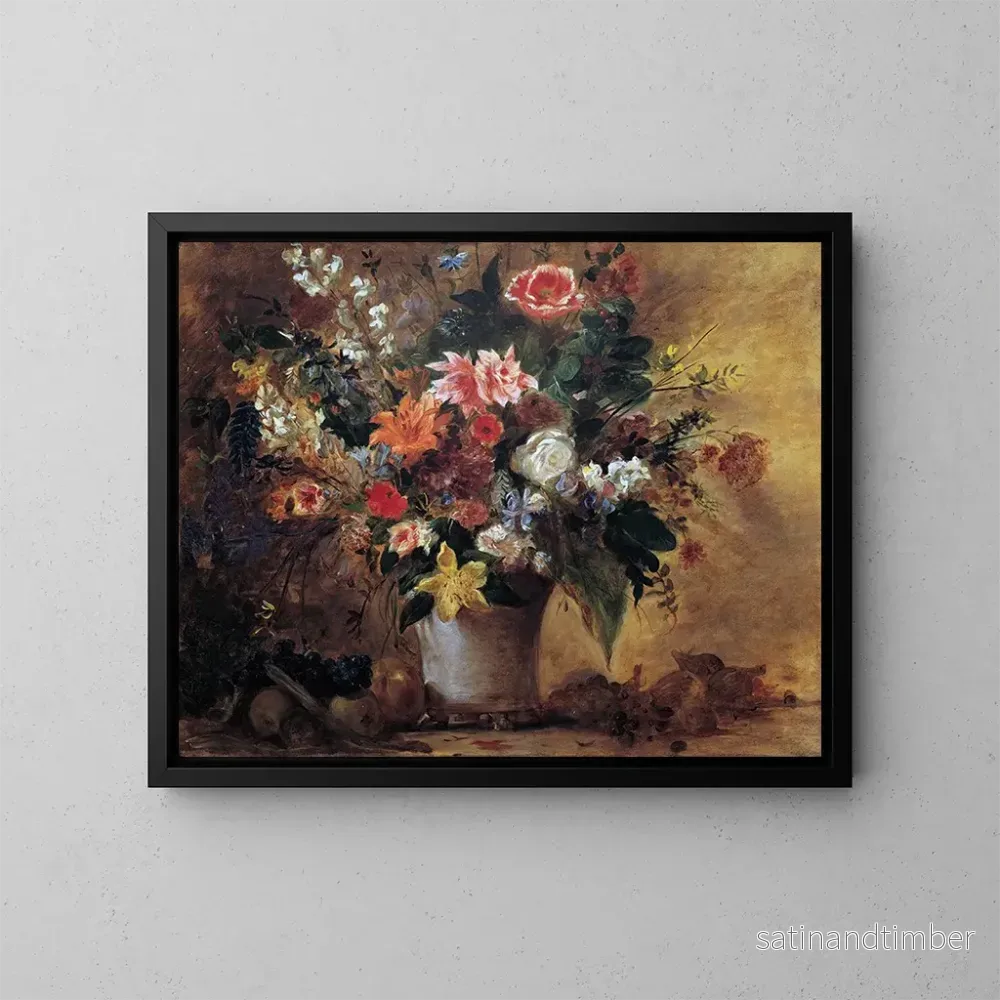 Reproduktion av målningen Naturmörker med blommor - Eugène Delacroix