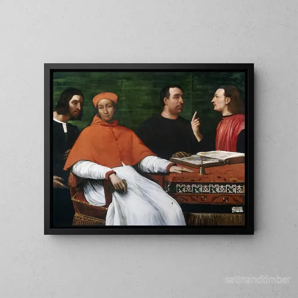 Reproduktion av målningen av kardinal Bandinello Sauli, hans sekreterare och två geografiska - Sebastiano del Piombo