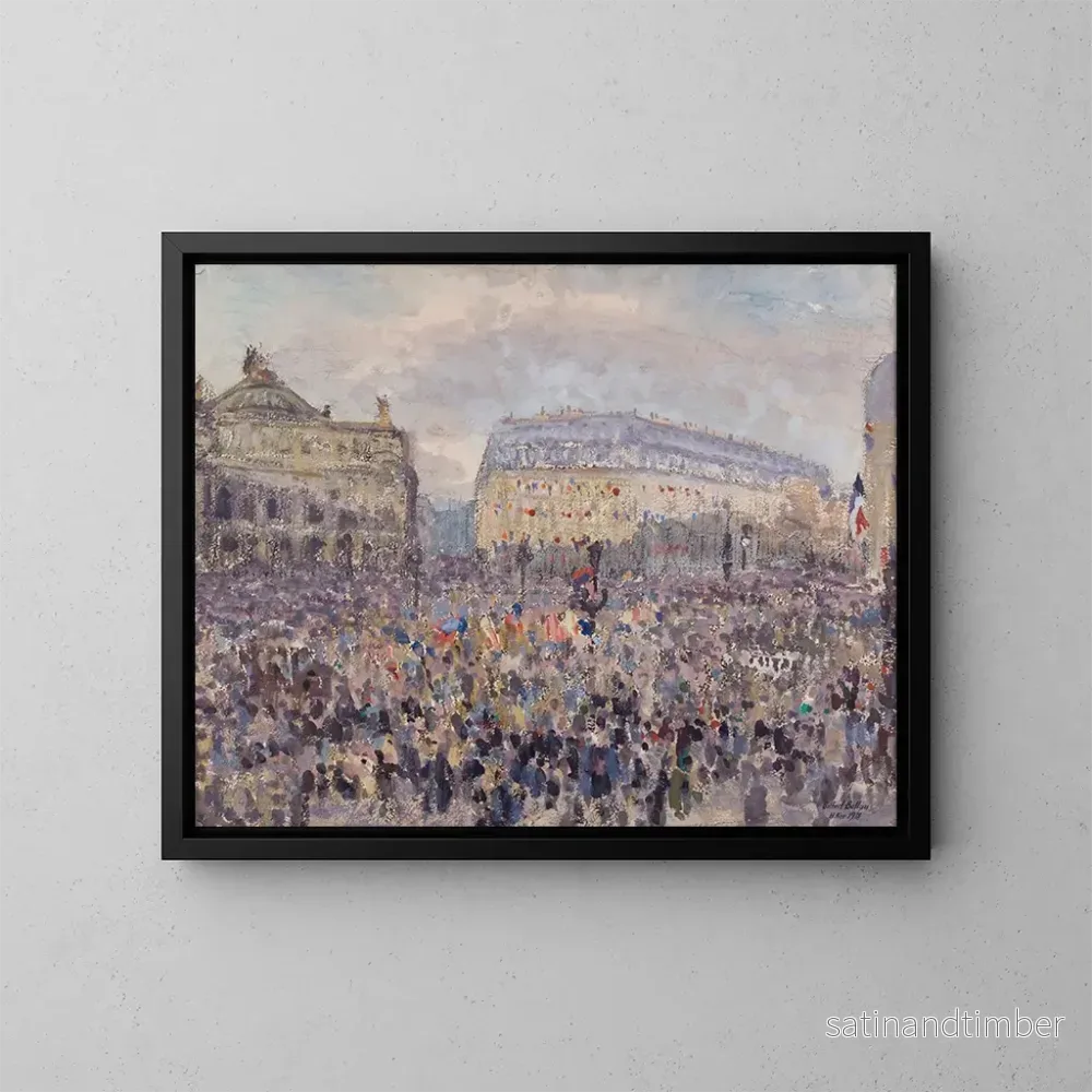 Reproduktion av målningen L'Opéra på 11 november 1918 - Louis-Gilbert Bellan