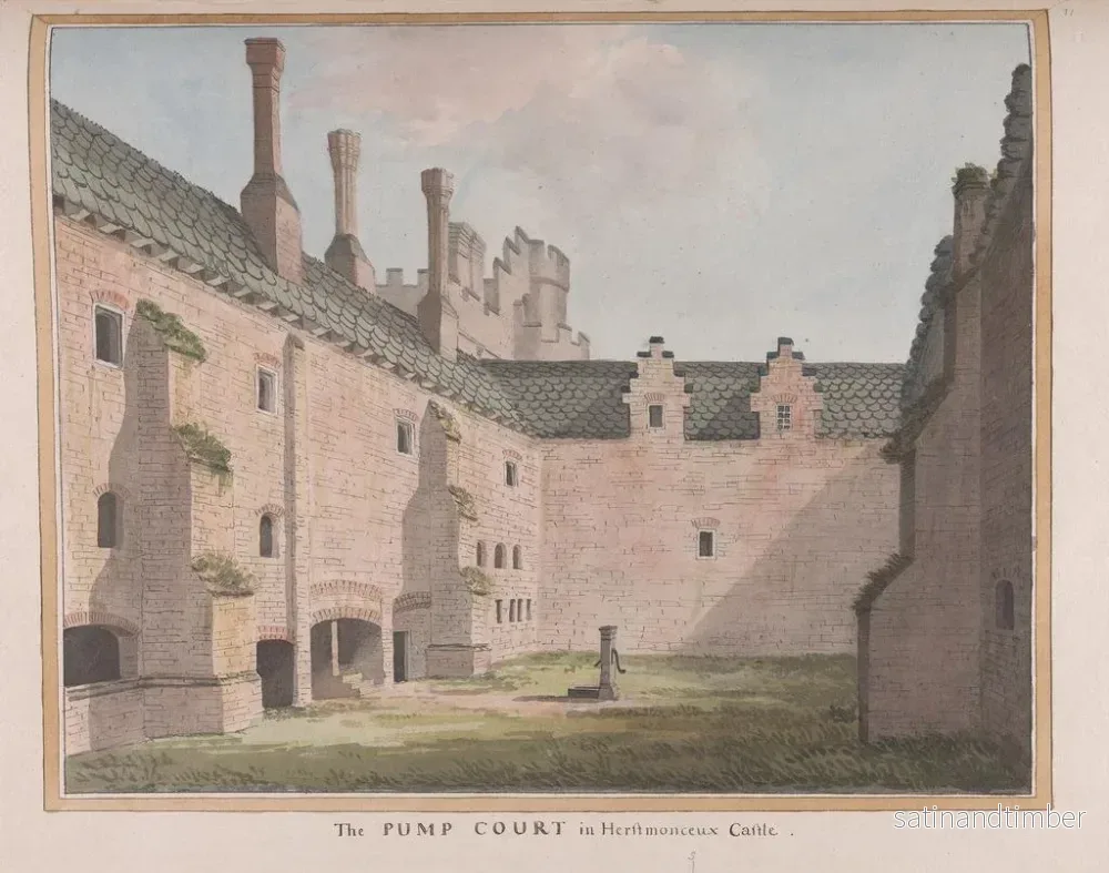 Reproduktion av målningen av Château de Herstmonceux, Sussex de l'Est, la cour de la pompe - James Lambert de Lewes - Bild 2