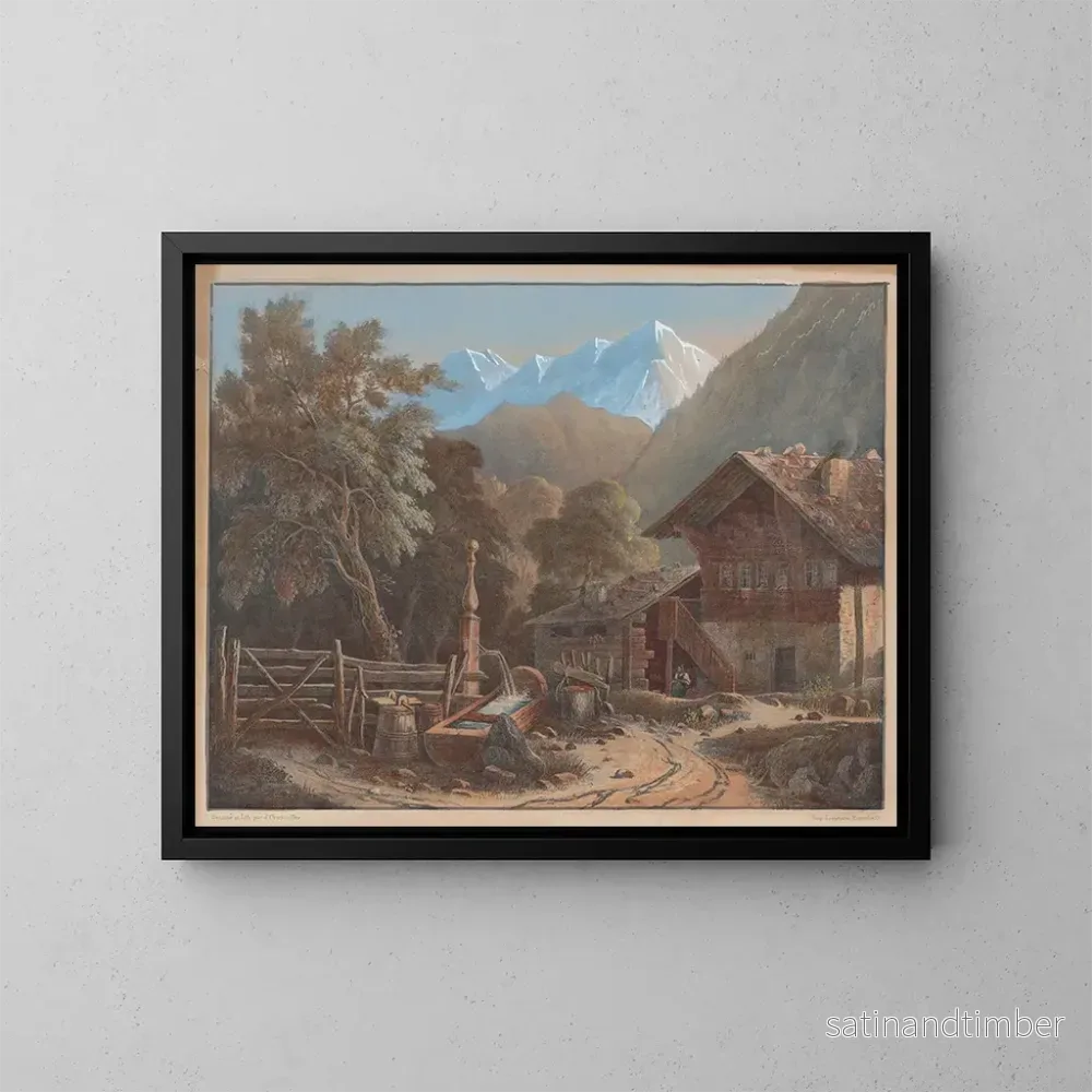 Reproduktion av målningen Scen alpint - Henri Boug d'Orschwiller