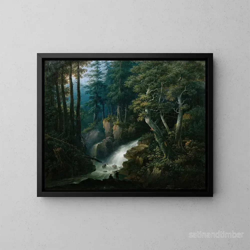 Reproduktion av målningen La cascade de l'Ilse sur le Brocken dans le Harz - Hermann Josef Neefe