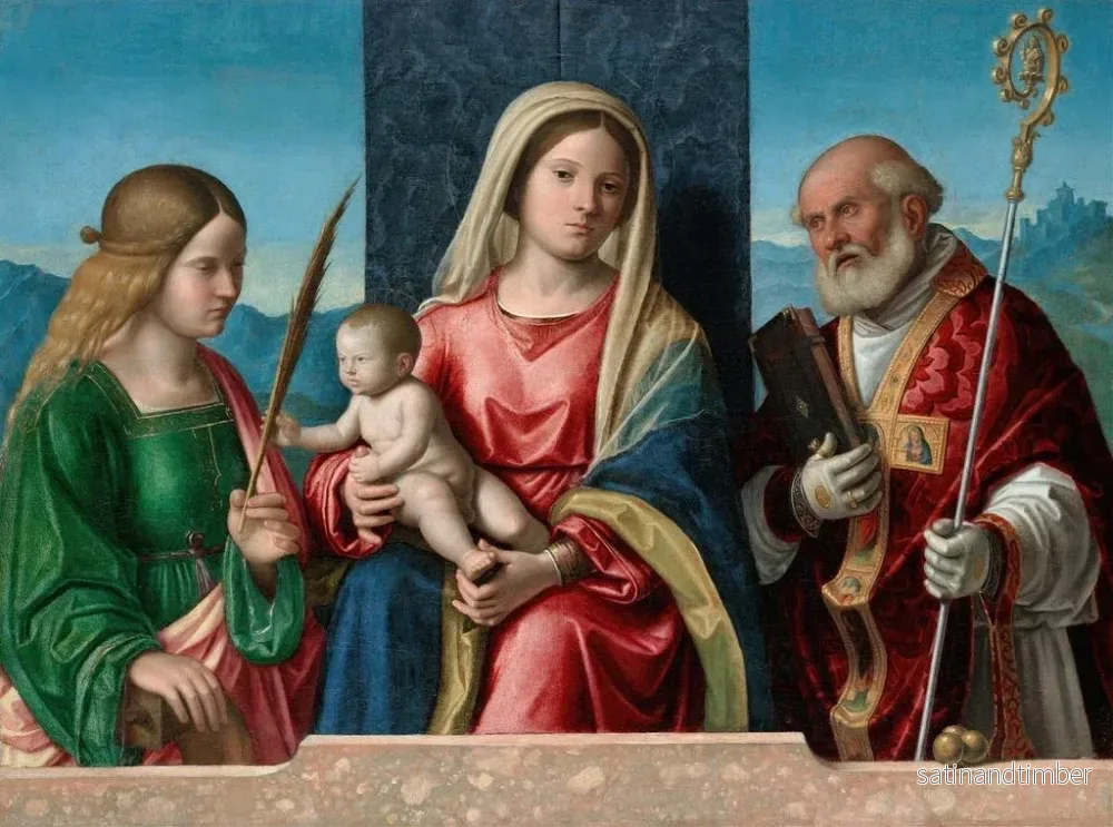 Reproduktion av målningen av den heliga jungfrun med barnet med helgonen Katarina och Nikolaus - Giovanni Battista Cima da Conegliano - Bild 2