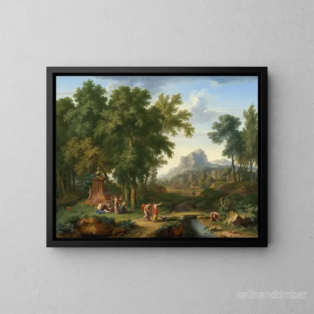 Reproduktion av målningen landskapsarkadisk med ett bust av Flore - Jan van Huysum