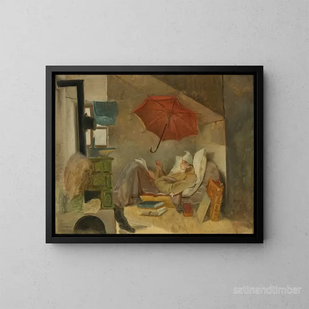 Reproduktion av målningen Den fattige poeten - Carl Spitzweg