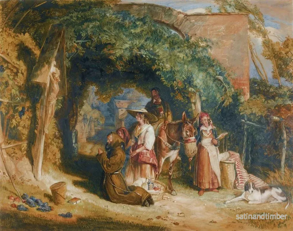 Reproduktion av målningen av Italienska Tyrols bönder i bön - John Frederick Lewis - Bild 2