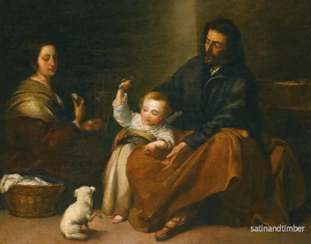 Reproduktion av målningen Den heliga familjen i ett inre - Bartolomé Esteban Murillo - Bild 2
