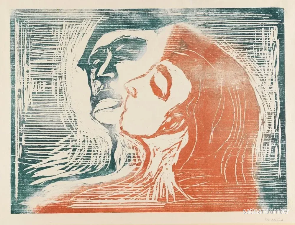 Reproduktion av målningen Tête à tête, man och kvinna som kysser varandra - Edvard Munch - Bild 2