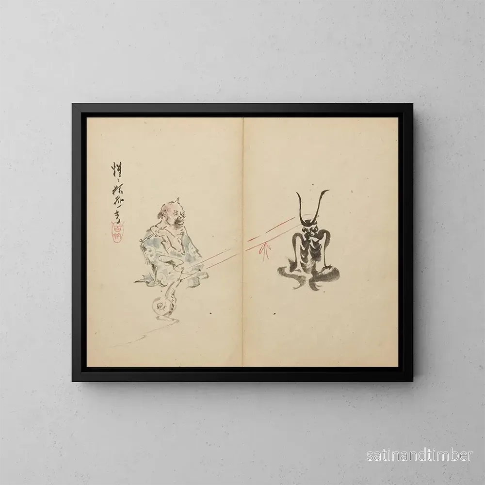 Reproduktion av målningen Snigel mot demon - Kawanabe Kyōsai