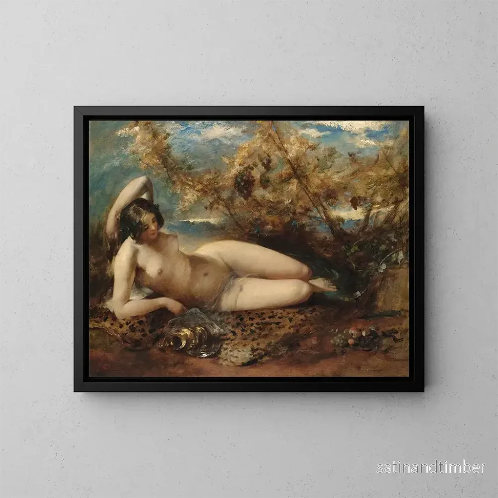 Reproduktion av målningen En ung kvinna som ligger på ett fårskinnsmatta - William Etty