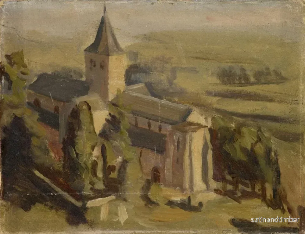Reproduktion av målningen Landskap med medeltida kyrka - William de Goumois - Bild 2