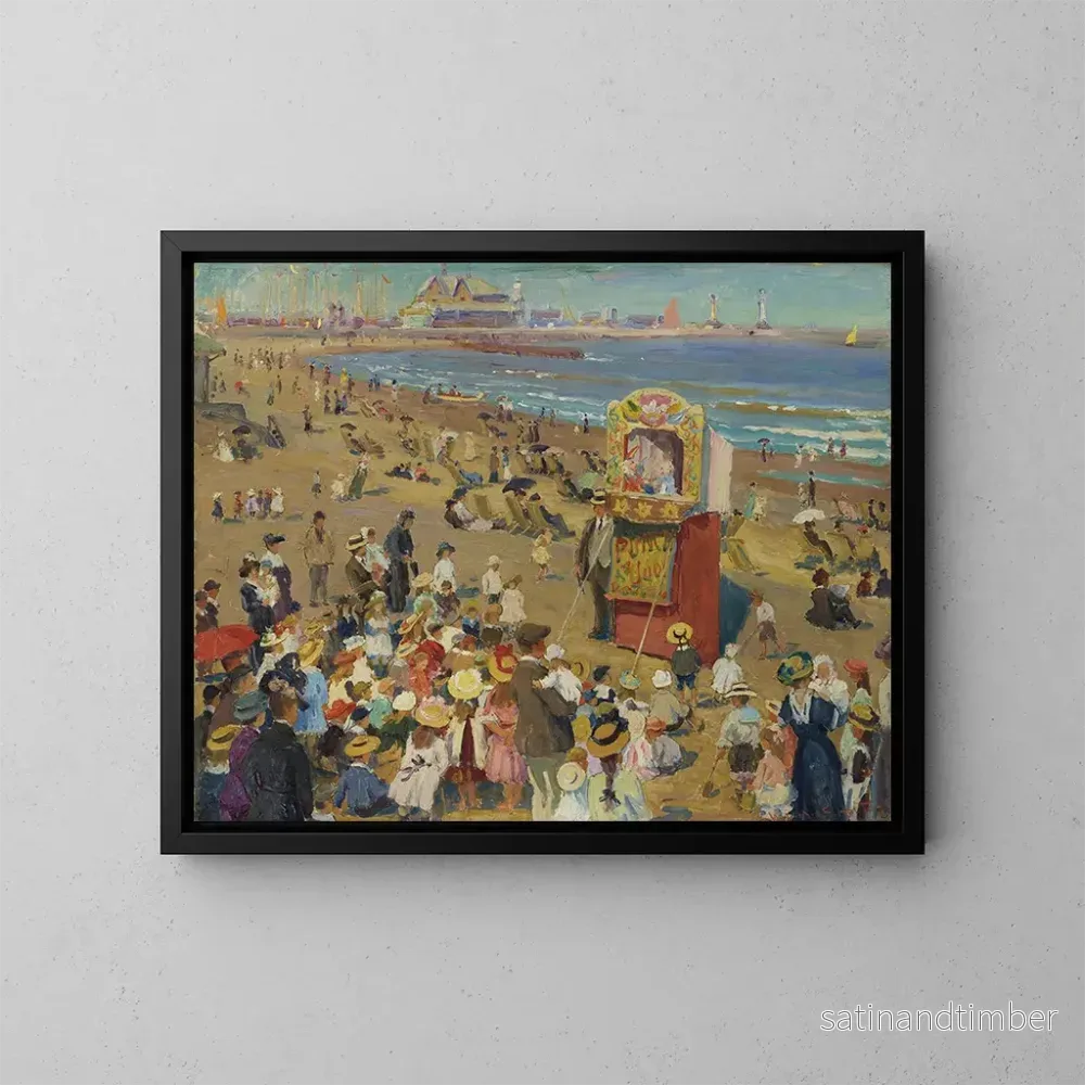 Reproduktion av målningen Punch och Judy på stranden - William Samuel Horton