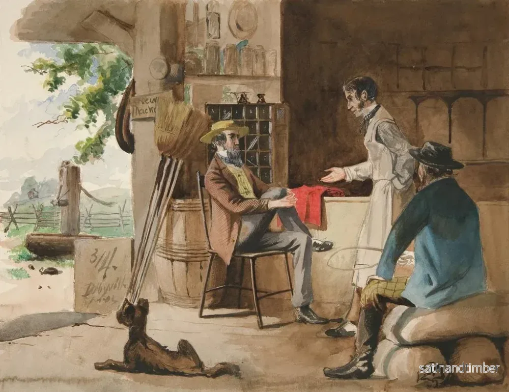 Reproduktion av målningen Tre män i en torrvarubutik i Dolbyville - Edwin Austin Abbey - Bild 2