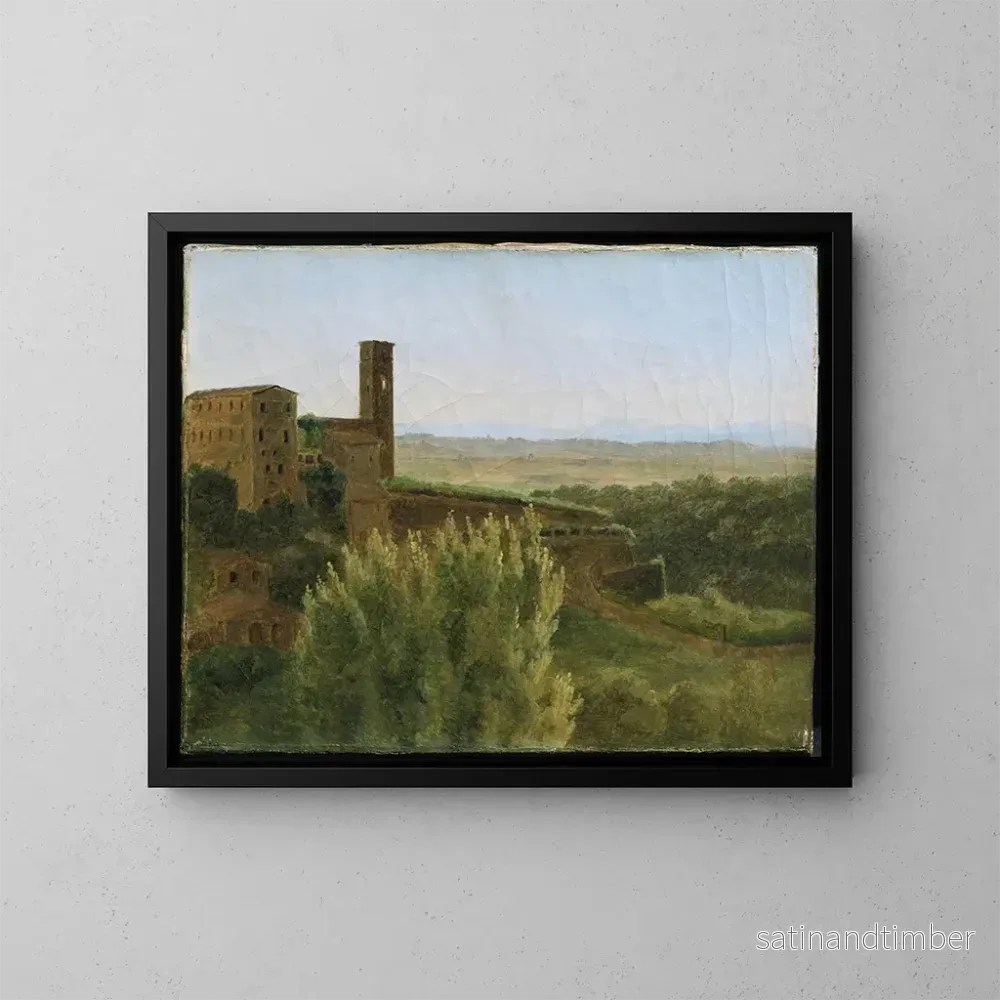 Reproduktion av målningen Vue de Tivoli avec l’église de San Silvestro – François-Marius Granet