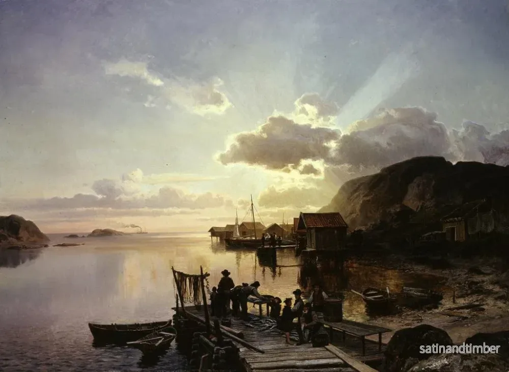 Reproduktion av målningen av fiskebyn i Bohuslän - Johan Edvard Bergh - Bild 2