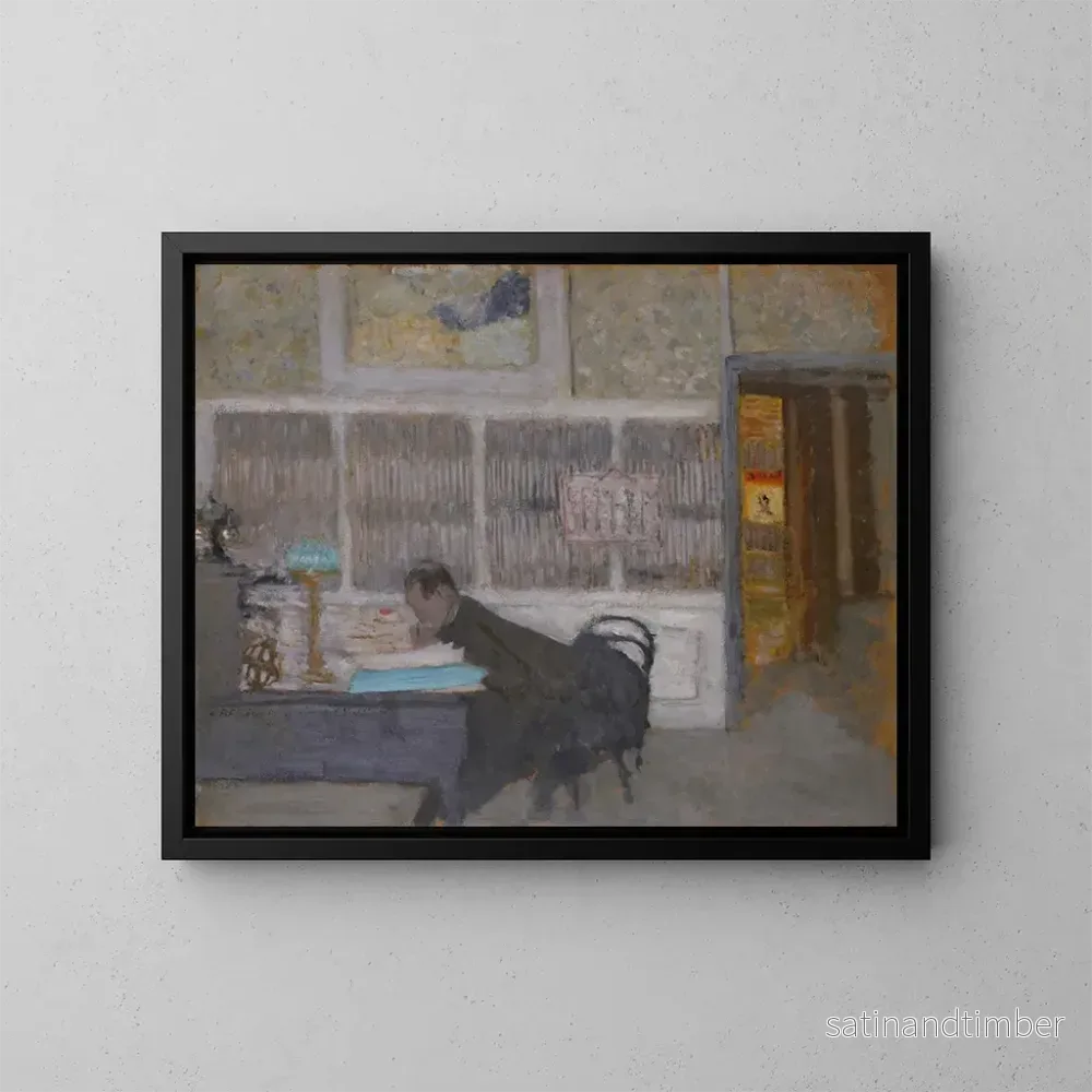 Reproduktion av målningen Vid Blanche-revyn, porträtt av Félix Vallotton - Édouard Vuillard