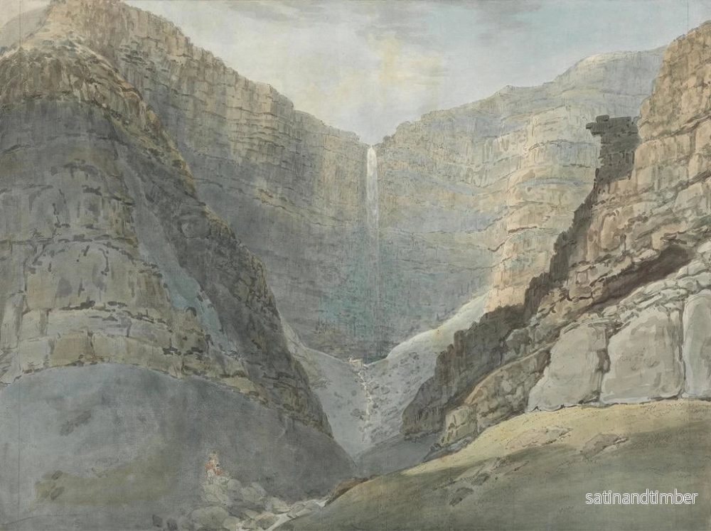 Reproduktion av målningen Gorge rocheuse avec une cascade - Samuel Davis - Bild 2