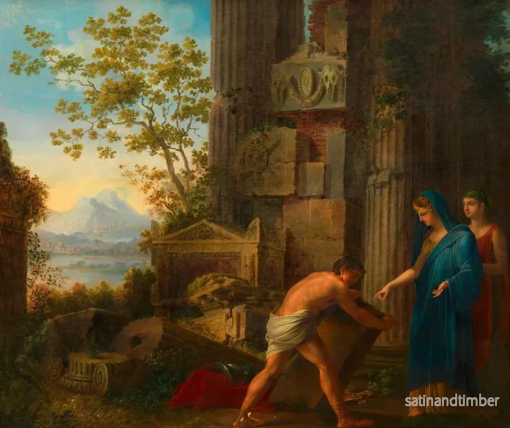 Reproduktion av målningen Thésée hittar sin fars, Egeons, svärd under klippan - Joseph Dorffmeister - Bild 2