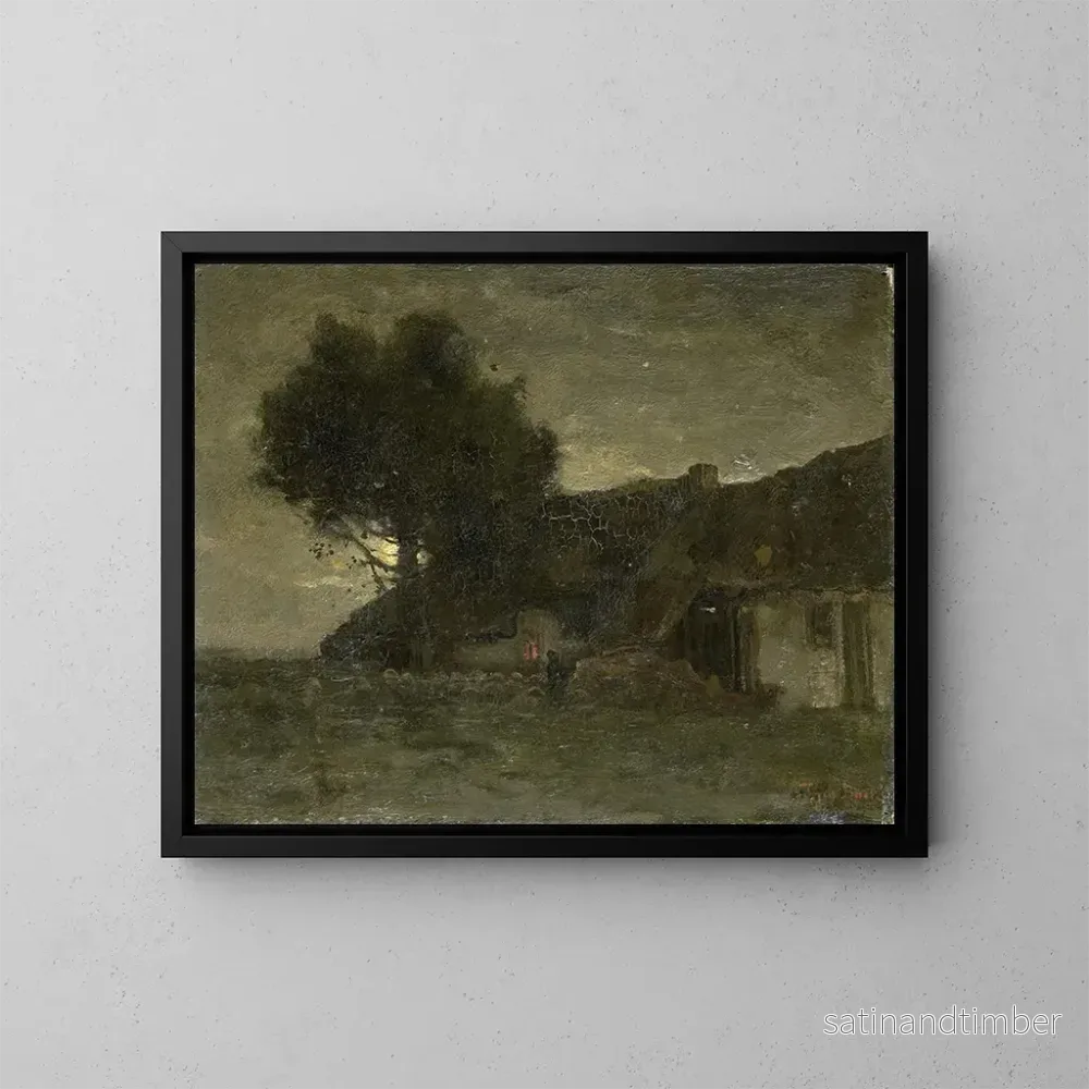 Reproduktion av målningen av ett fårhus vid skymningen - Théophile de Bock