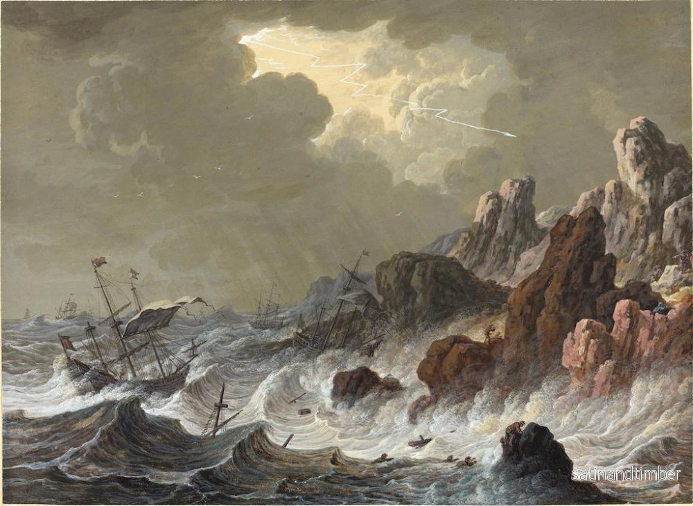 Reproduktion av målningen Fartyg i nöd som strandat på en klippig kust - Johann Christoph Dietzsch - Bild 2