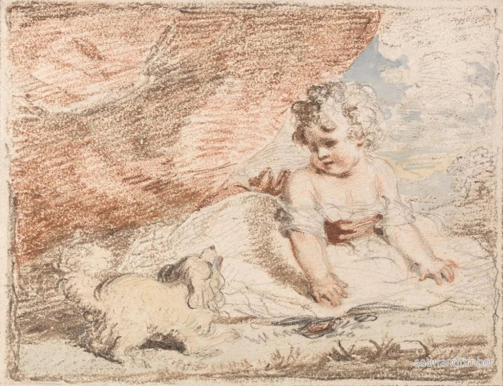 Reproduktion av målningen Ungt barn med en hund i knät - John Hoppner - Bild 2