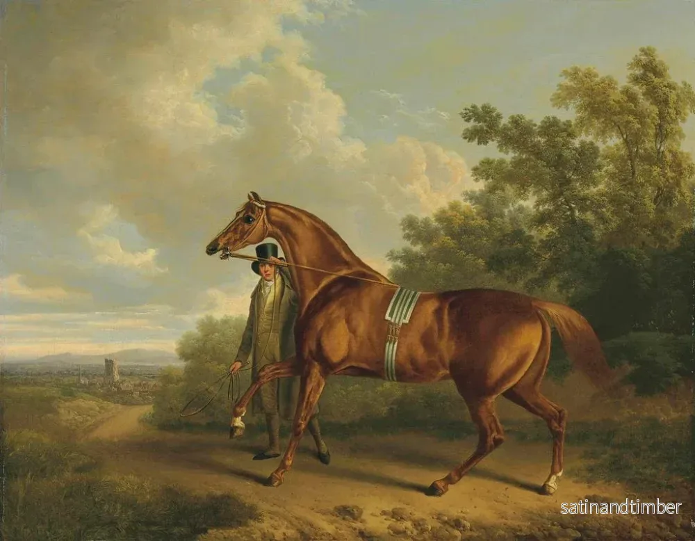 Reproduktion av målningen En jägare som samlar kastanjer och hans hästskötare i ett landskap - Charles Towne - Bild 2