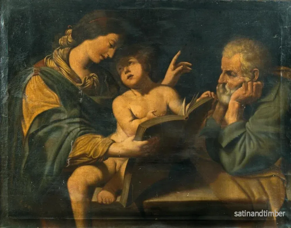 Reproduktion av målningen av den heliga familjen med madonnan som undervisar den unge Jesus att läsa - Leonello Spada - Bild 2