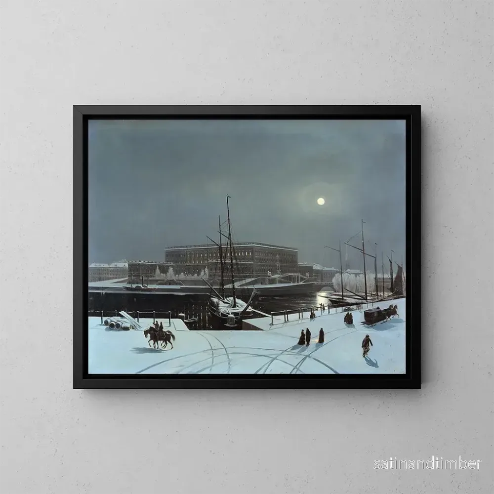 Reproduktion av målningen Vue du Palais Royal de Stockholm en hiver – Carl Stefan Bennet Reproduktion av målningen Vue du Palais Royal de Stockholm en hiver – Carl Stefan Bennet