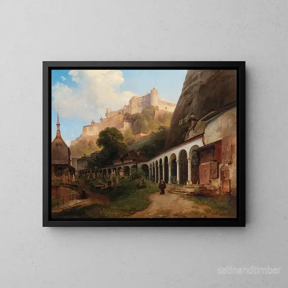Reproduktion av målningen Vue du cimetière de Saint-Pierre à Salzbourg – Johann Fischbach Reproduktion av målningen Vue du cimetière de Saint-Pierre à Salzbourg – Johann Fischbach